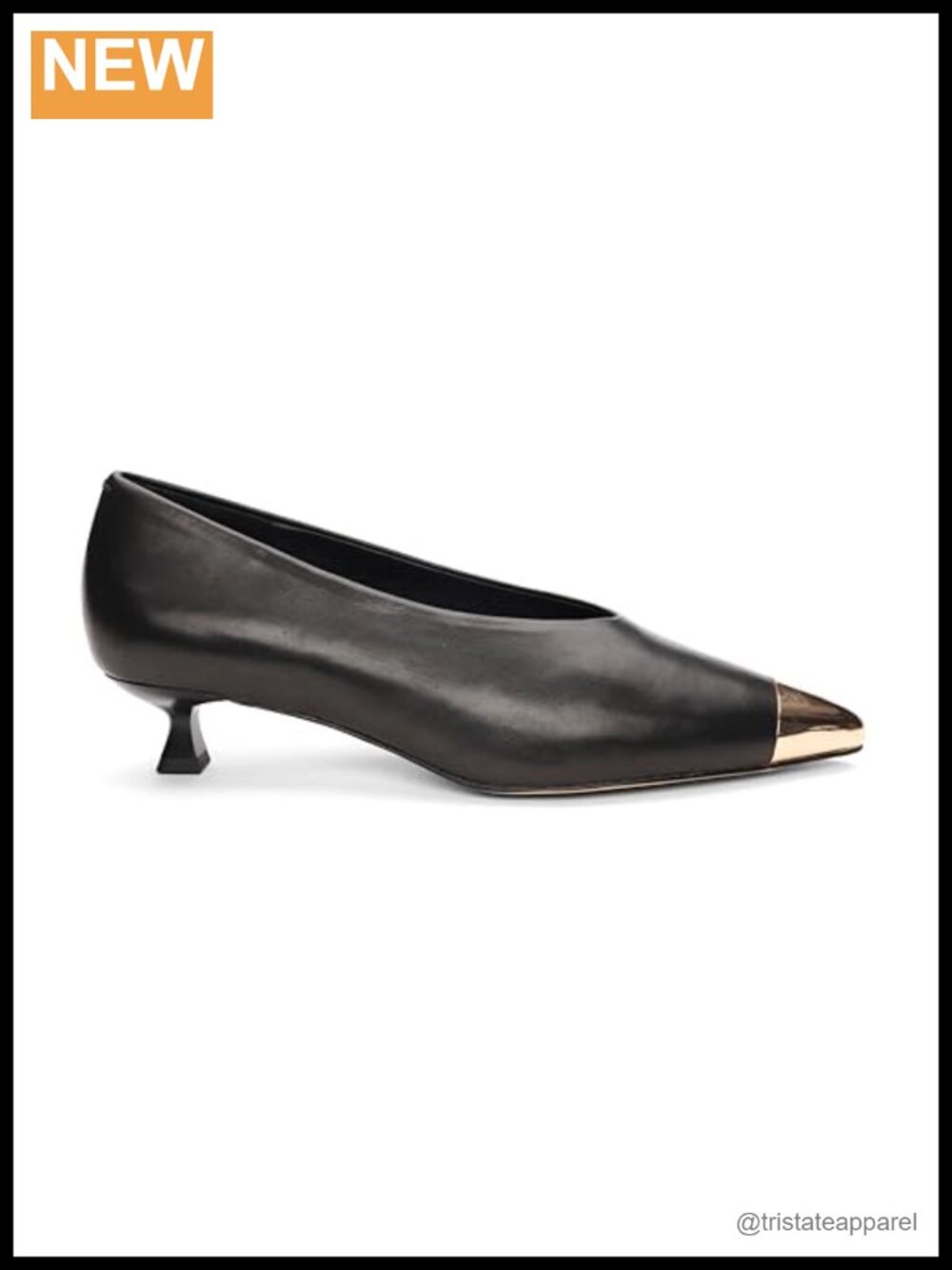 Women's Pumps Faux Leather Metallic Cap Toe Kitten Heel Pull-On